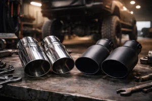 Stainless Steel vs Black Coated Dual Diesel Exhaust Tips 1